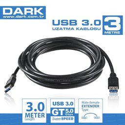 DARK USB 3.0 A TIP 3M UZATMA KABLOSU (DK-CB-USB3EXTL300) - DARK