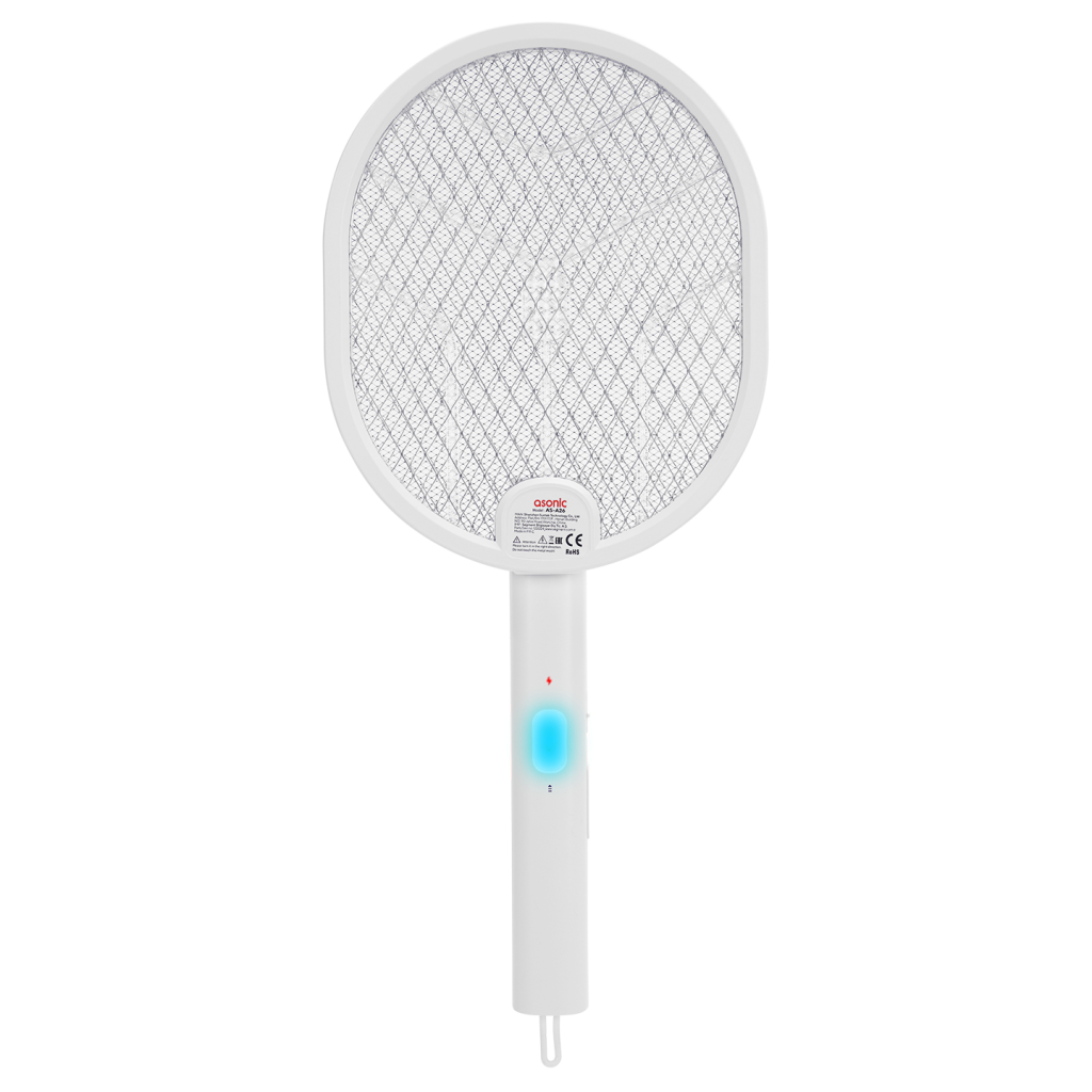 ASONIC AS-A26, Beyaz, 3000V, Raket Tipi, UV Mor Işıklı, 1200mAh, Bataryalı, Şarj Edilebilir, Katlanabilir, Sinek Öldürücü