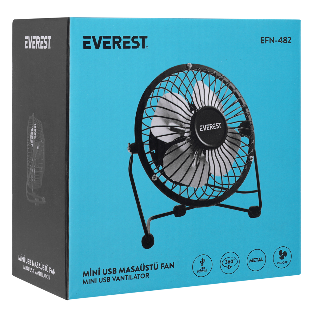 EVEREST EFN-482, Metal Kanat, Masaüstü, USB, Vantilatör - Everest - görsel 5