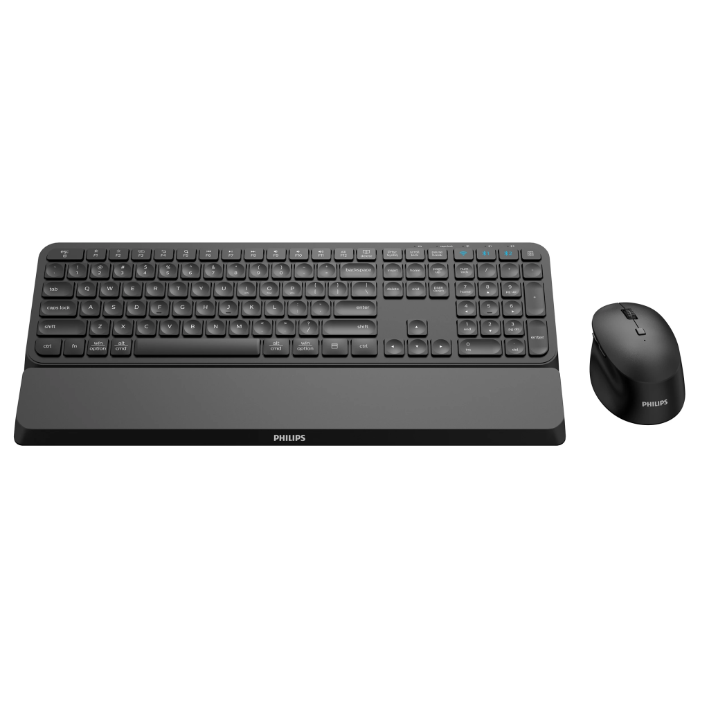 PHILIPS SPT6607B, Siyah, Türkçe Q, 2.4Ghz ve Bluetooth Kablosuz, Bilek Destekli, Multimedya Klavye Mouse Set - Philips - görsel 2