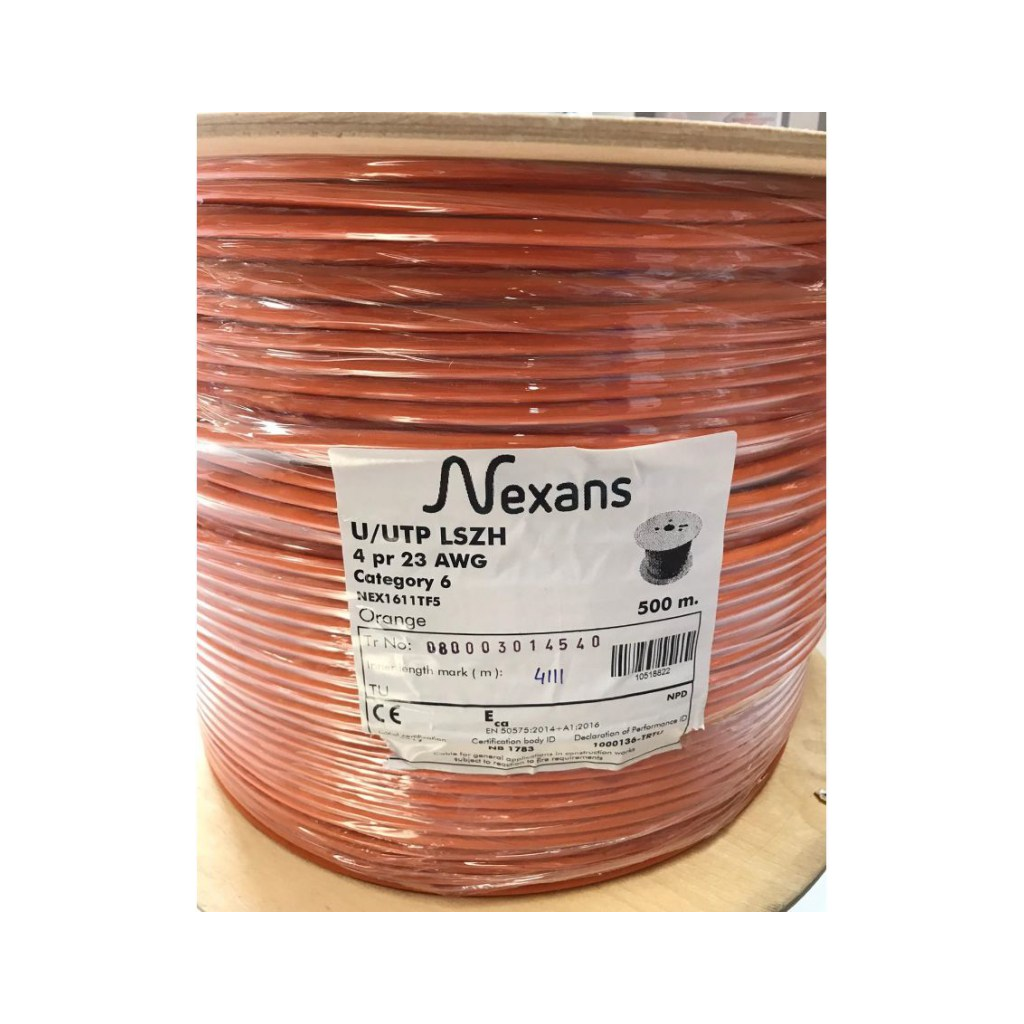 NEXANS NEX1611TF5, TURUNCU, CAT6, 500M, 23AWG (0,58mm), UTP, %100 Bakır, LSZH Halogen Free, Makara, Kablo - Nexans - görsel 3