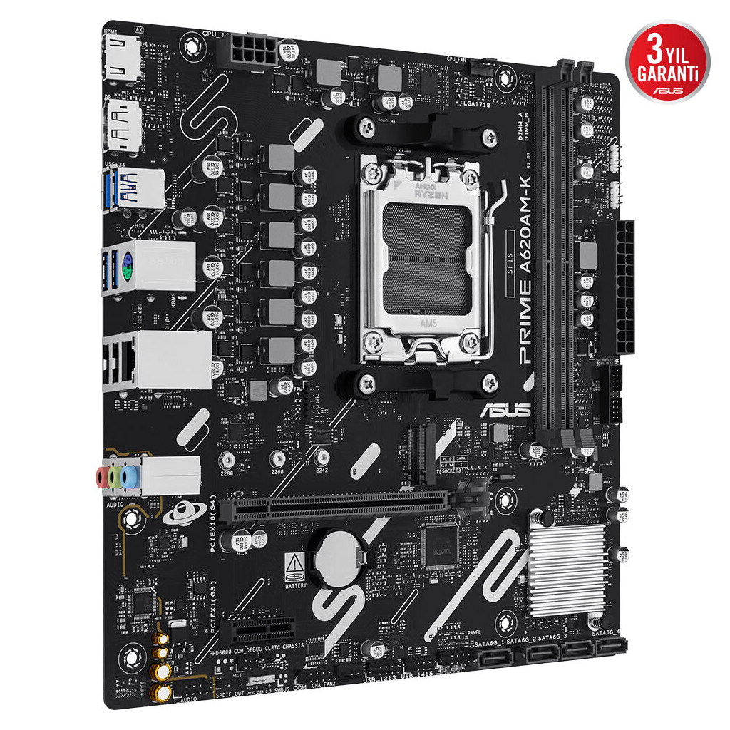 ASUS PRIME A620AM-K A620 DDR5 (Vga Yok) GLan mATX HDMI DP M2 ARGB AM5 AMD Anakart - ASUS - görsel 4