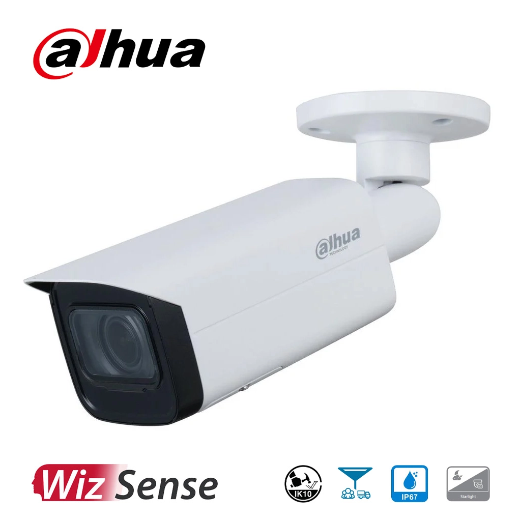 DAHUA IPC-HFW5442T-ASE,  2Mpix, 2,8mm Lens, H265+, Wizmind, 80Mt Gece Görüşü,  IP67, IK10, PoE Metal Kasa Bullet IP Kamera - Dahua