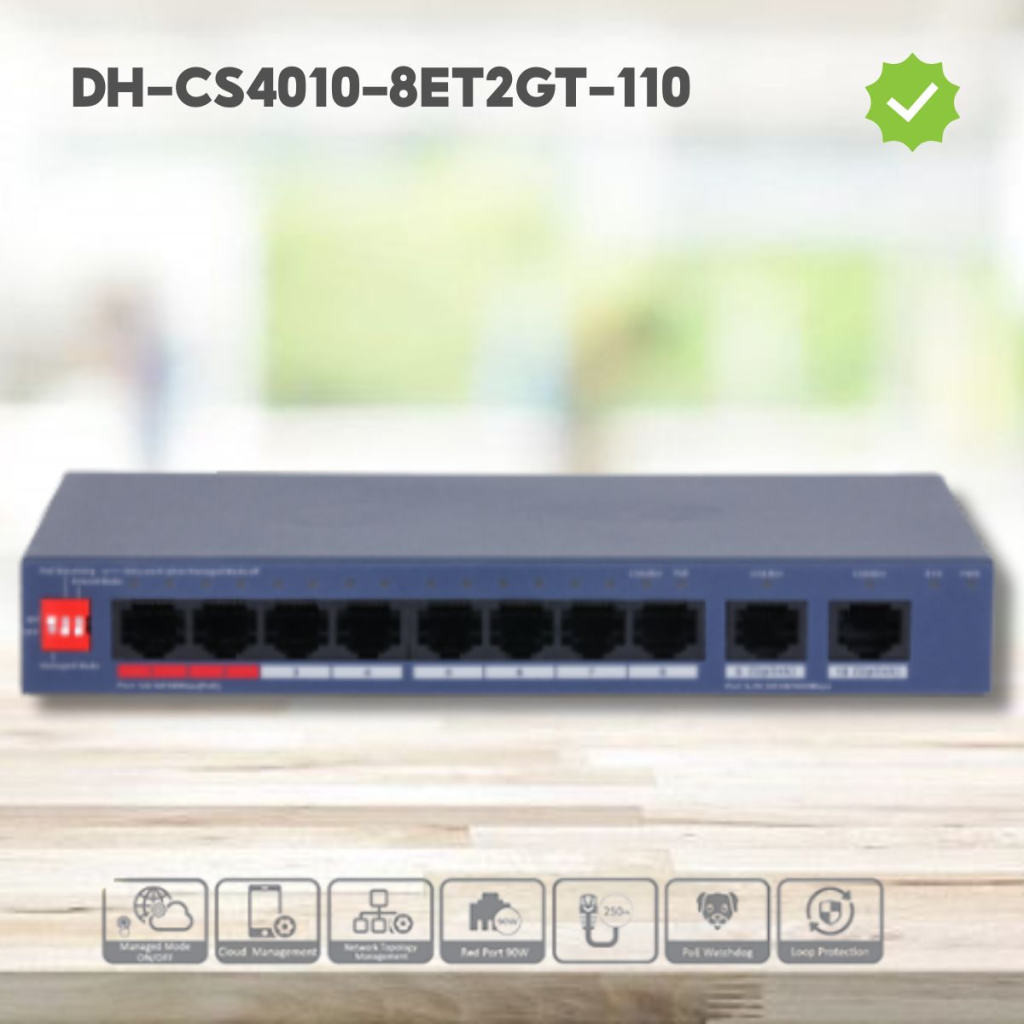 DAHUA CS4010-8ET2GT-110 8 Port, Megabit, PoE 110W, 2 Port Uplink, Cloud Yönetilebilir, Switch - Dahua - görsel 2