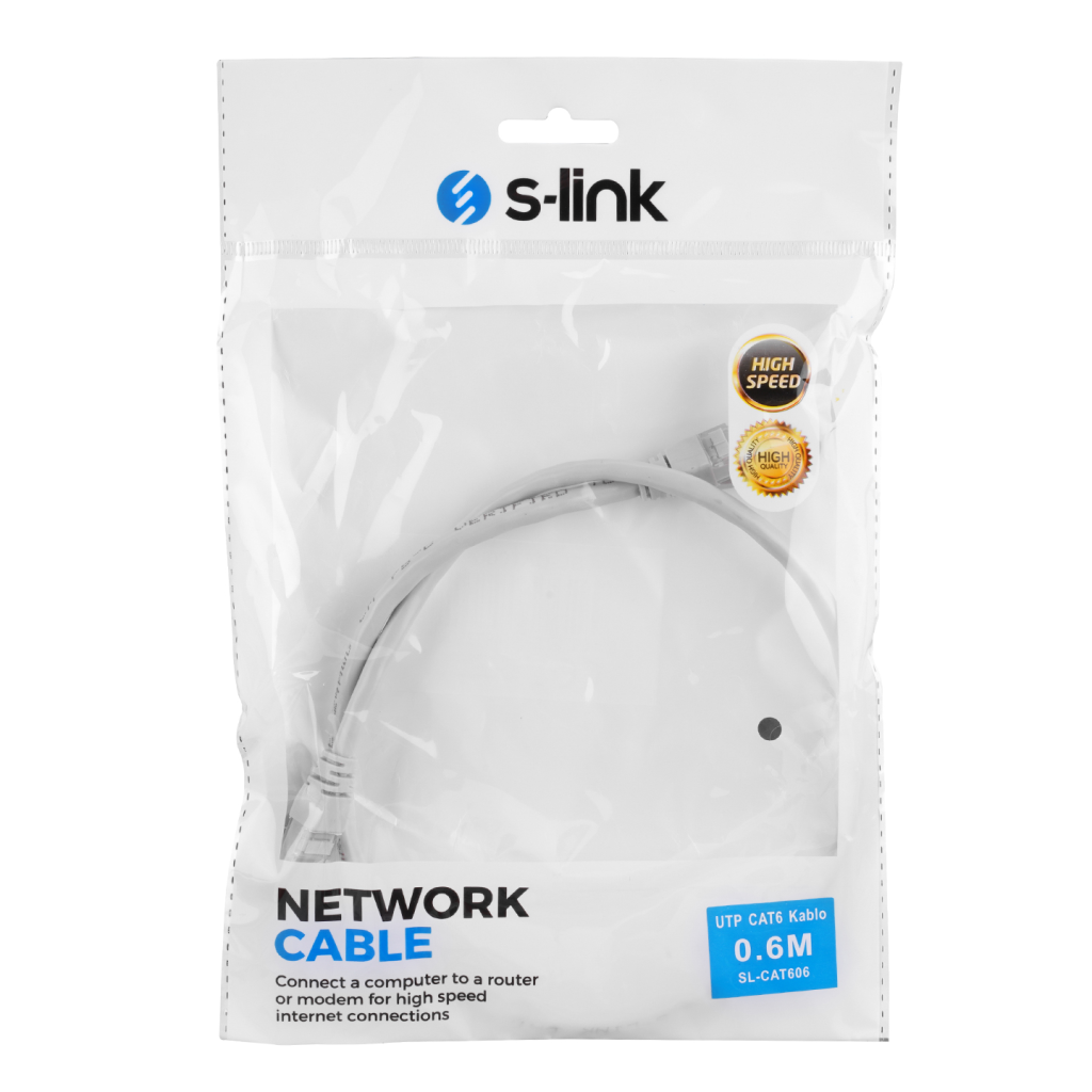 S-LINK SL-CAT606 CAT6 Patch 60CM Kablo (Gri) - S-Link - görsel 3
