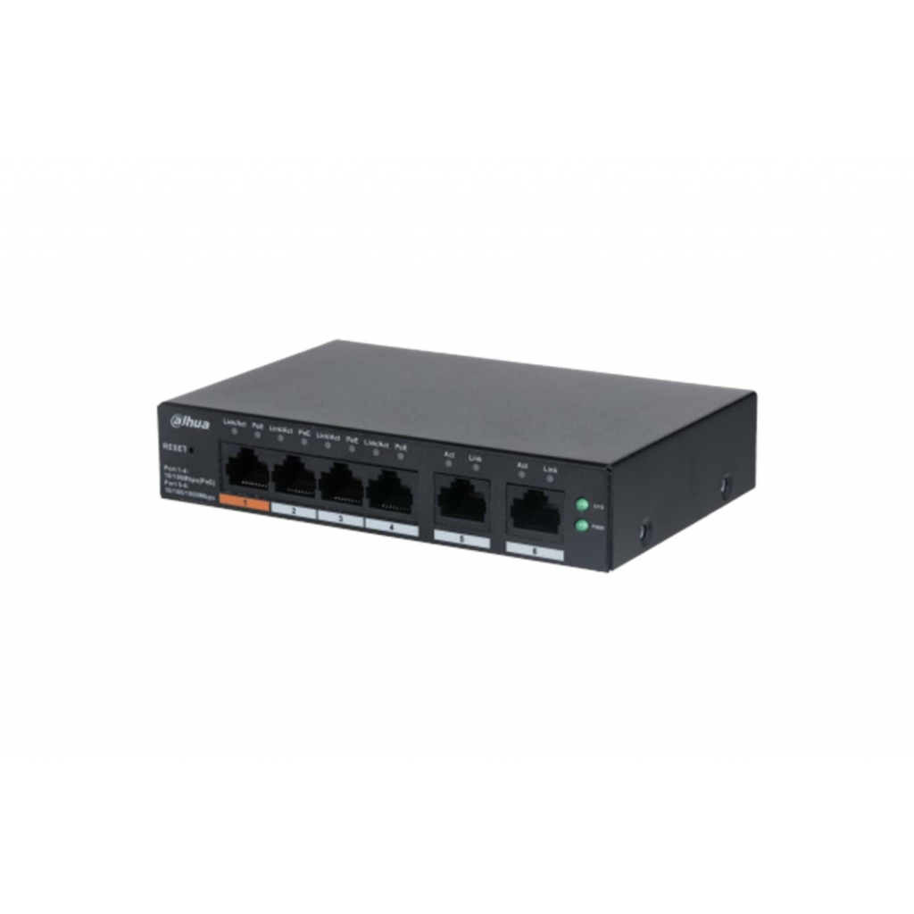 DAHUA CS4006-4ET-60, 4 Port, Megabit, PoE 60W, 2 Port Uplink, Cloud Yönetilebilir, Switch - Dahua
