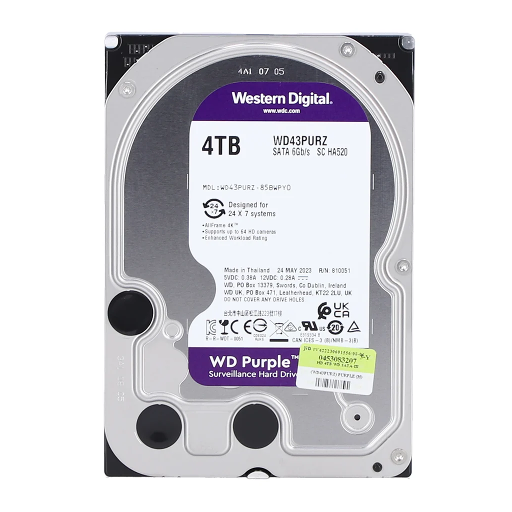 WD PURPLE, WD43PURZ, 3.5", 4TB, 256Mb, 5400 Rpm, 7/24 Güvenlik, HDD (Türkiye Distribütörü Garantili) - Western Digital
