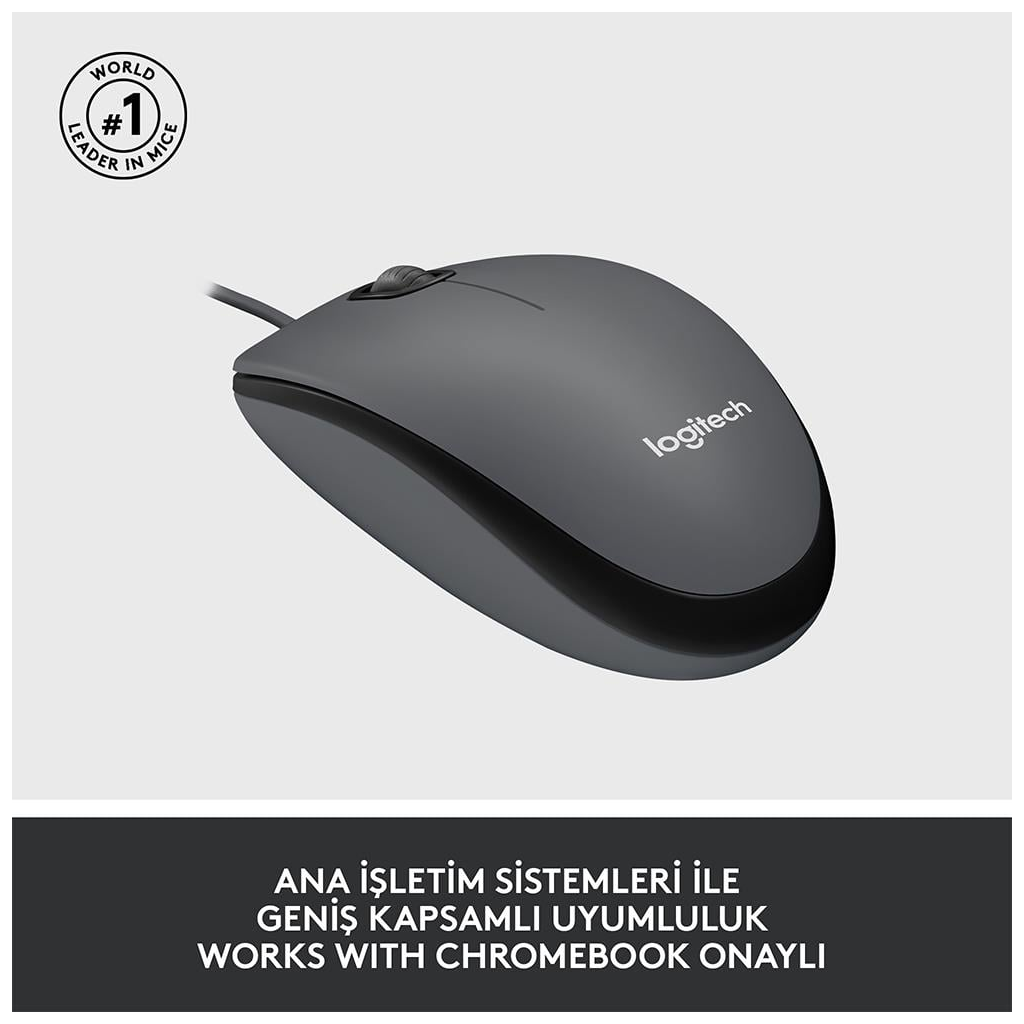 LOGITECH 910-006652, M100 Siyah, USB Kablolu, 1000dpi, Optik, 3 Tuşlu, Mouse - Logitech - görsel 4