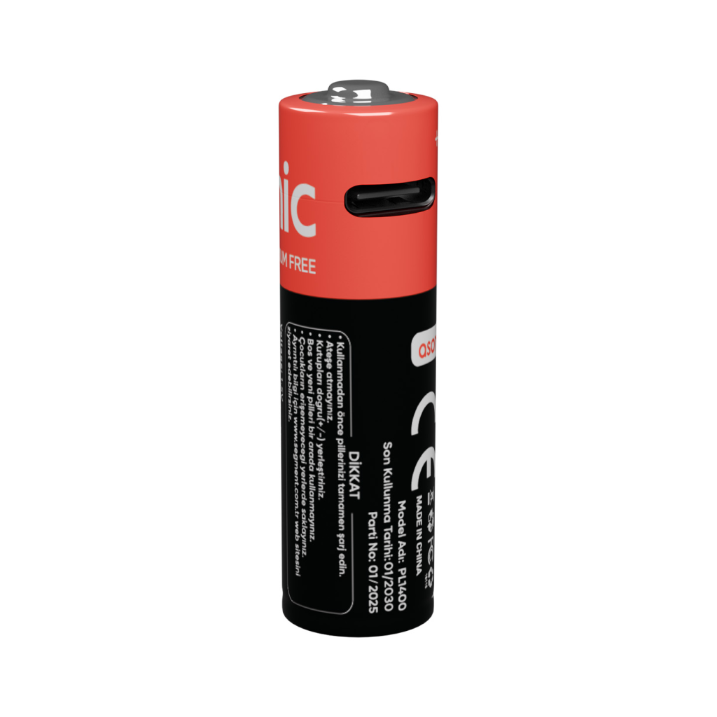 ASONIC PL1400, AA, Şarjlı Pil, 1.5Volt, 1400mAh/2600mwh, Type-C ile Kolay Şarj,  2 li Paket (USB To Type-C Kablo Hediye) - Asonic