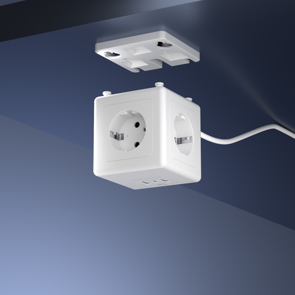 S-LINK PRZ04, 4 Soket, Akım Korumalı Priz, 1x Type-C, 2xUSB 5V, 2Mt Kablo, 306 Joule, Küp Tasarım (Beyaz) - S-Link - görsel 4
