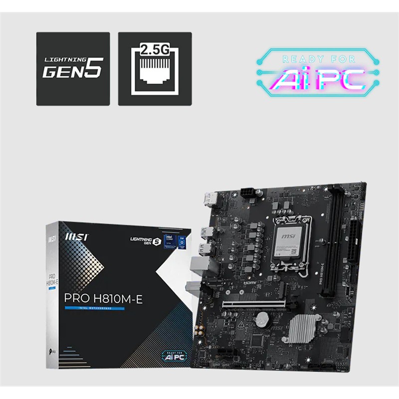 MSI PRO H810M-E 1851P DDR5 SES GLAN DP/HDMI SATA3 USB3.2 mATX - MSI - görsel 2