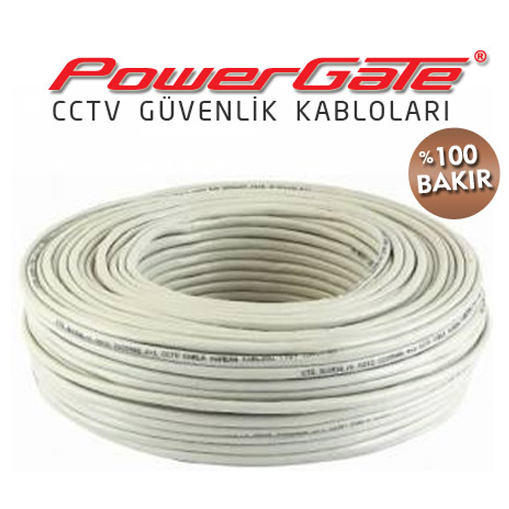 PowerGate PRO 100mt, 2+1 (2x0,50+0,33) %100Bakır, CCTV Güvenlik Kablosu - PowerGate