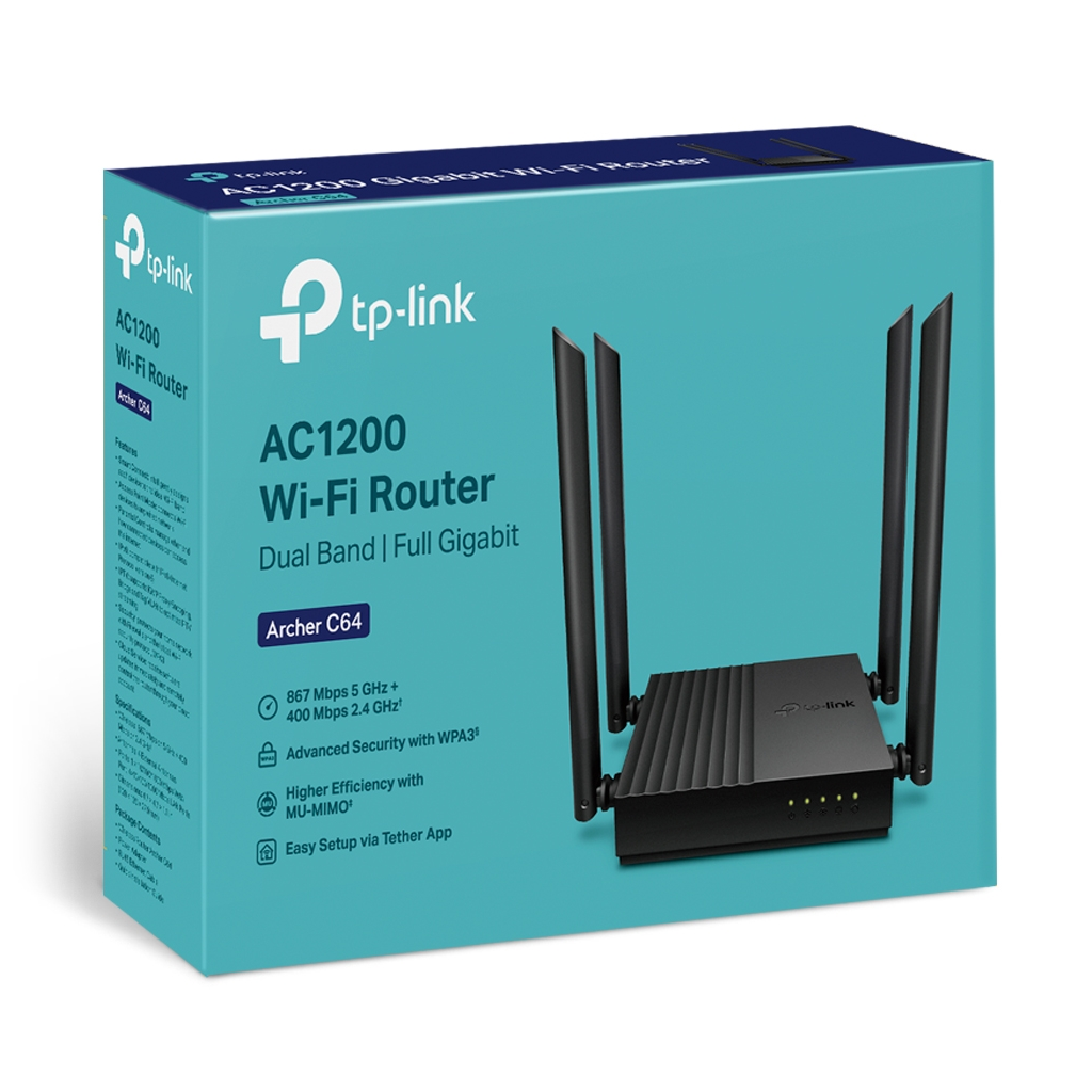 TP-LINK ARCHER C64, AC1200, 4Port, 1200Mbps, Dual Band WiFi, Masaüstü, Gigabit, Router, Access Point - Tp-Link - görsel 5