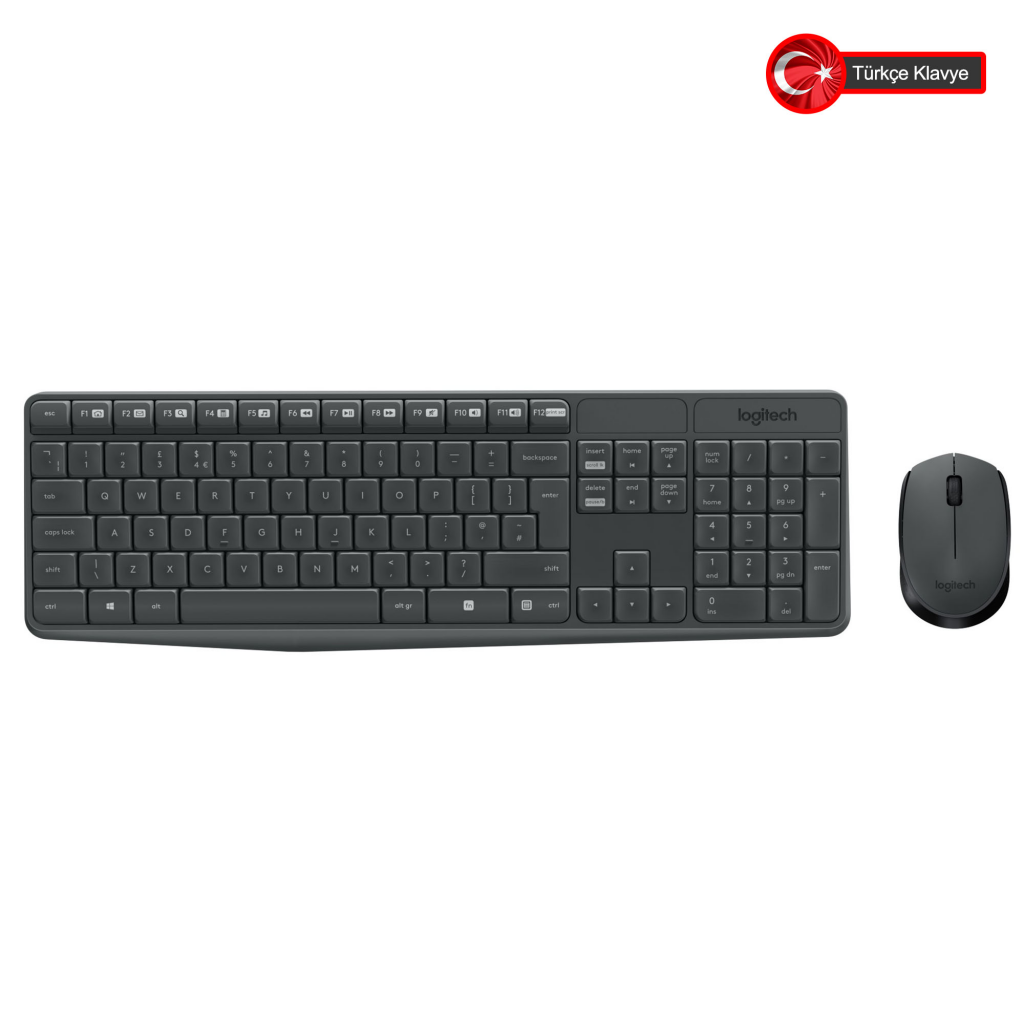 LOGITECH MK235 Q Türkçe Kablosuz Siyah Klavye+ Mouse - LOGITECH - görsel 2