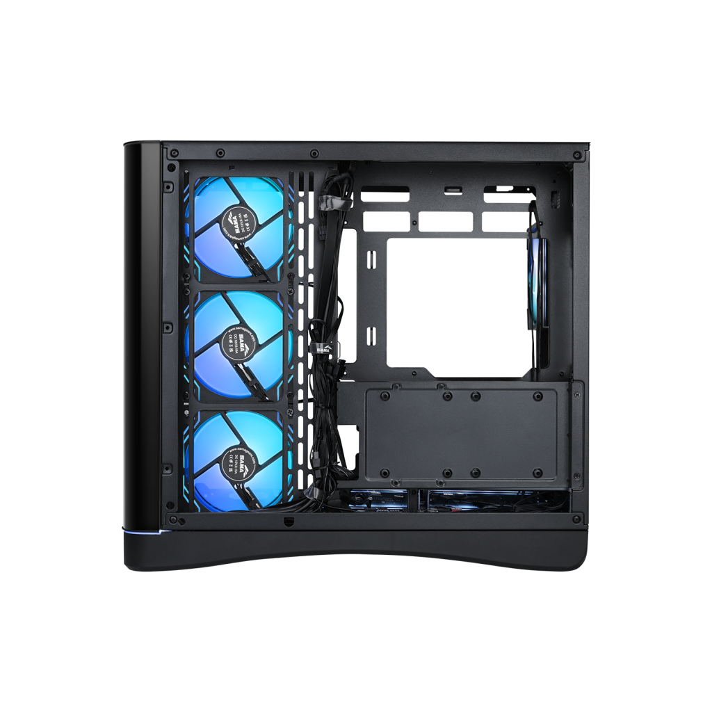 SAMA V62BK Black, B850BK 850W, 80+ Bronze, PCIE 5.1, ATX3.1, Tempered Glass Panel, Panoramic Tasarım, Type-C, 7x120mm ARGB INFINITY Fan, ATX, GAMING KASA - Sama - görsel 3