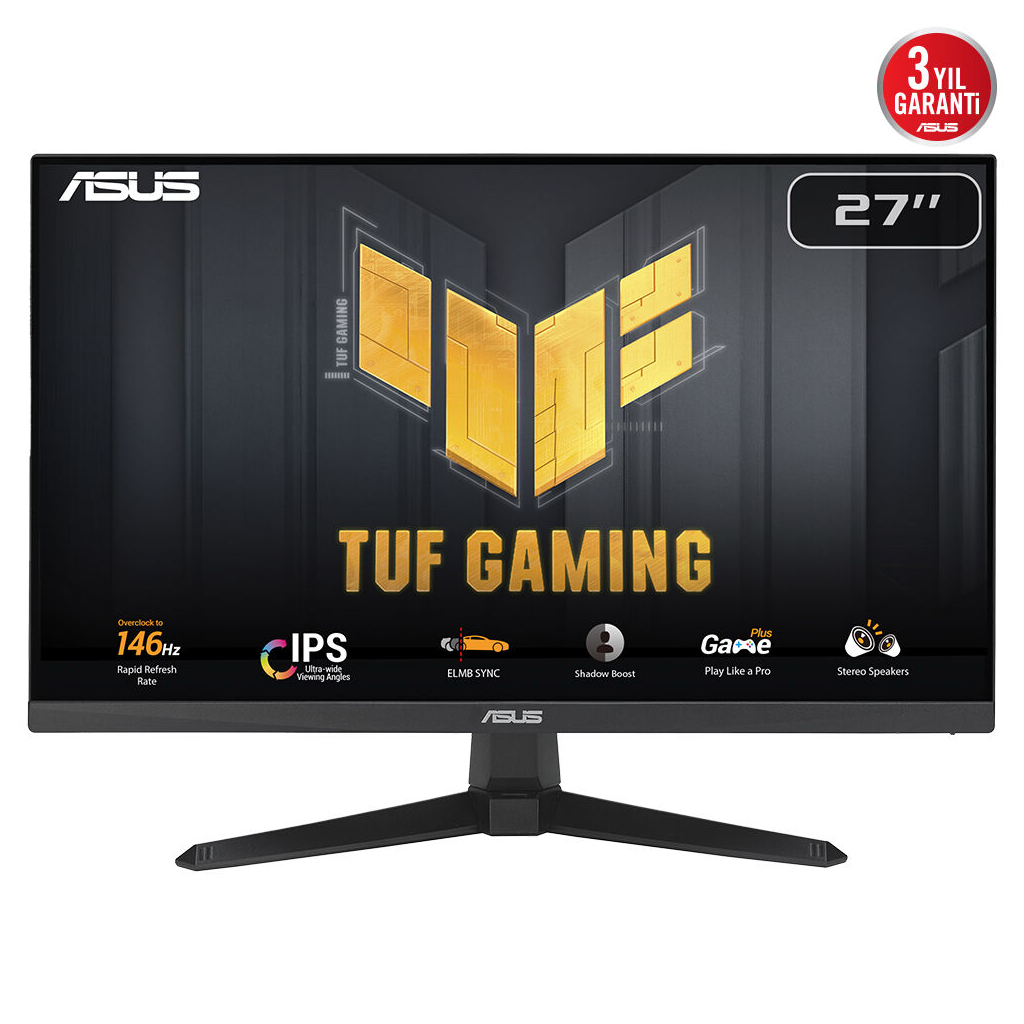 ASUS TUF GAMING VG279QE5A 27" 1ms, 146Hz, Full HD, DP, HDMI, Hoparlör, Fast IPS LED, Düşük Mavi Işık, FreeSync Premium, GAMING Monitör - Asus