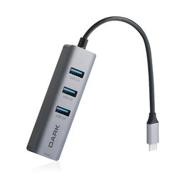 DARK USB3.1 TYPE-C TO 3xUSB3.0 1xRJ45 HUB (DK-AC-U31X3GL) - DARK
