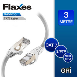 FLAXES FNK-703G CAT7 3M S/FTP PATCH KABLO GRI - FLAXES