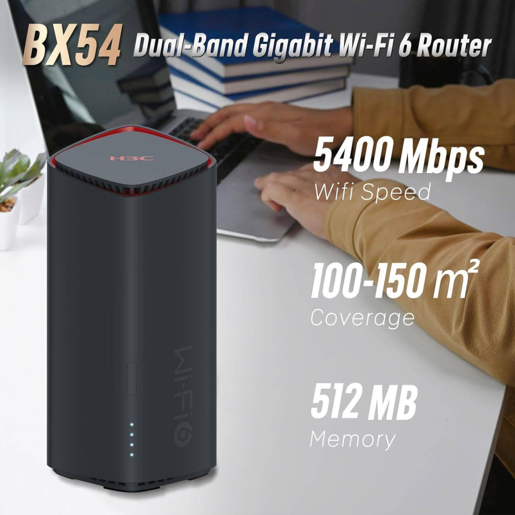 H3C Magic BX54, Tekli Mesh, 5400Mbps, Dual Band, WiFi6, 4Port Gigabit Lan, Geniş Çekim Alanı, Router, Geniş Alan İnternet Ağı Sağlayıcısı - H3C - görsel 3
