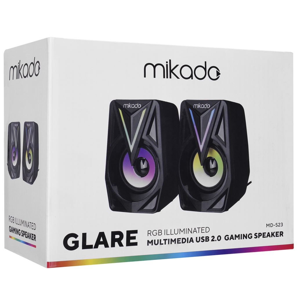 MIKADO MD-S23 GLARE, 6W, 1+1, Masaüstü, RGB Aydınlatma, USB, Siyah Kasa, Speaker - Mikado - görsel 5