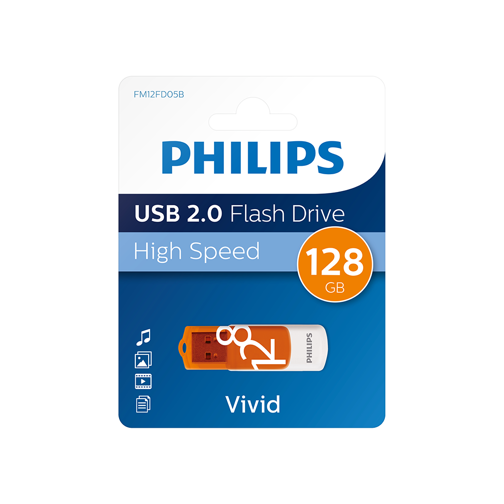 PHILIPS FM12FD05B, 128GB, USB 2.0, Vivid, Turuncu, Flash Disk