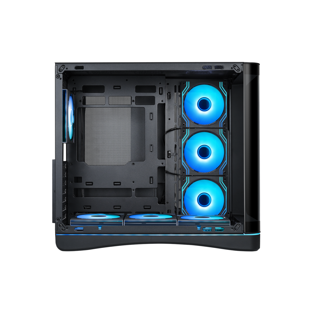 SAMA V62BK Black, B850BK 850W, 80+ Bronze, PCIE 5.1, ATX3.1, Tempered Glass Panel, Panoramic Tasarım, Type-C, 7x120mm ARGB INFINITY Fan, ATX, GAMING KASA - Sama - görsel 4